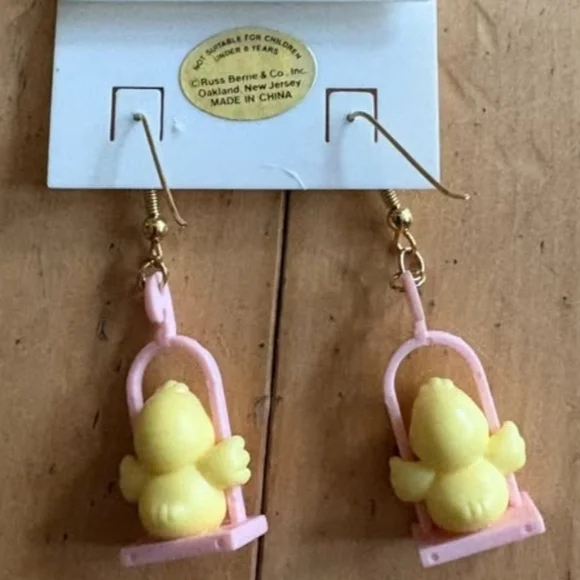 Russ Swing Into Spring Bird Earrings - Pink and Yellow - Picture 2 of 2